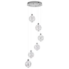 Bridget Iron & Crystal LED 6 Light Pendant